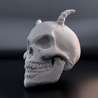 Voxel skull with horns | 3D