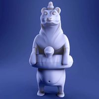 Summer Bear 3D Print Model - White and Full Color versions | 3D