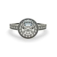 4 Prong Setting Plain Halo White Diamond Ring | 3D
