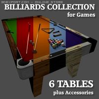 Low Poly Billiards Collection 3D Model