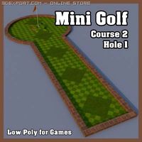 Low Poly Mini Golf Hole C2H1 3D Model