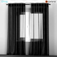 AINA dark gray transparent curtains from flax