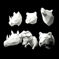 Low Poly Animal Head 3D SET 1