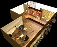small coffee shop with kitchen streamline designed restroom
