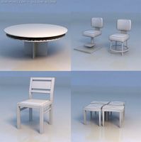 Table round table chair couch 3D Model