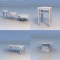 Table round table desk 3D Model