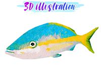 Low Poly Yellow Snapper Illustration Animated - Game Ready