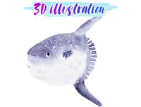 Low Poly Sunfish Illustration Animated - Game Ready