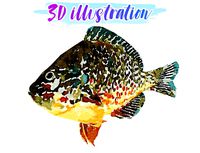 Low Poly Redear Sunfish Illustration Animated - Game Ready