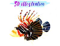 Low Poly LionFish Illustration Animated - Game Ready
