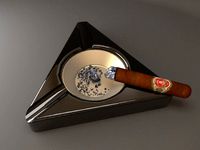 Ashtray and cigar