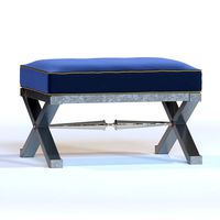 Striped Green Lacquer X-Form Benches By Jacques Quinet