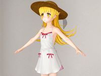 T pose nonrigged model of Shinobu Oshino anime girl