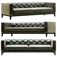 Restoration Hardware Italia Tufted Shelter Arm Leather Sofa