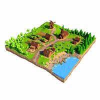 Cartoon Low Poly Village