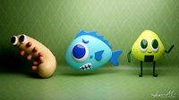 3 Cute Creatures ONIGIRI FISH WORM
