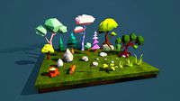 Lowpoly forest game asset