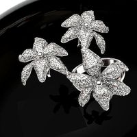 Flower bud diamonds earrings and rind set | 3D