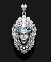 Native American Indian girl pendant | 3D