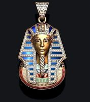 Pharaoh pendant with gems and enamel | 3D