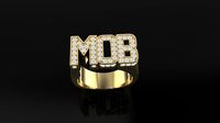 MOB text diamond ring for rapper | 3D