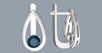 Raindrop Earrings with Round Gemstone | 3D