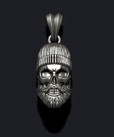 Bearded skull pendant with hat | 3D