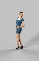 Dominica Smart Casual Woman In Blue Dress Looking back