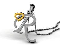 Alphabet R Diamond Pendant | 3D