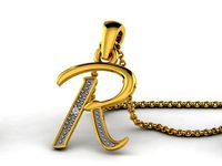 Alphabet R Diamond Pendant | 3D