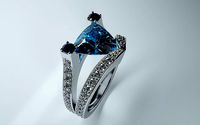 Blue trillion ring | 3D