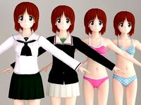 T pose nonrigged model of Miho Nishizumi anime girl