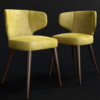 CHAISE CLASSIQUE  TAPISSEE  A OREILLES  BOIS 3d model