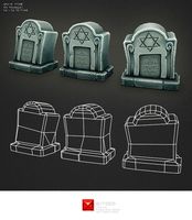 Low Poly Grave Stone 02