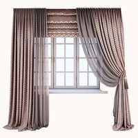 Pink velour curtains with a gold print