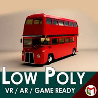 Low Poly Cartoon London Bus