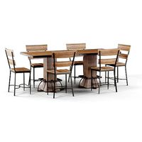 Loft Roxie Walnut Wood Brown Metal height Dining Set