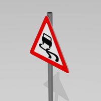 Slippery road sign