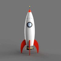 Spaceship rocketship cartoon simple High and Low Poly
