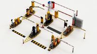 roadblocks and barriers 3d model collection