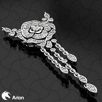 Camelia Pendant necklace like with stones | 3D