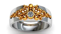 Versal Engagement Diamond Gold Ring | 3D