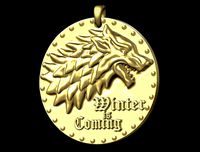 Pandant Game of Thrones - wolf medallion | 3D