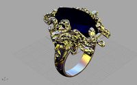 Ring  jellyfish-medusa with diamonds  | 3D