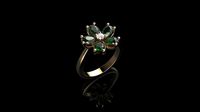 Pear Cut Green Tourmaline And Diamond Stone Engagement Ring | 3D
