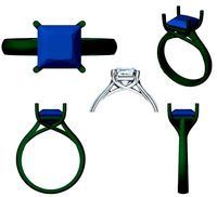 APLR0006 - 3ct PRINCESS CUT SOLITAIRE RING  | 3D