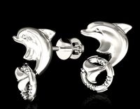 Dolphin with lifebuoy earrings | 3D