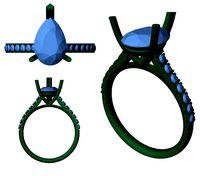 APLR0002-2CT PEAR SOLITAIRE | 3D