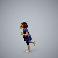 Playful Girl Wearing Blue Dress Playing with Pinwheel CGirl0002-HD2-O01P01-S