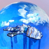 Low Polygon Art Snow Ise Island Mountain Waterfall
